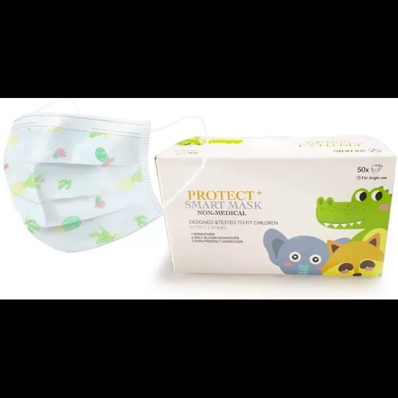 Masti copii medicale tip II de protectie faciala, 3 straturi, 3 pliuri si elastic, 50 buc
