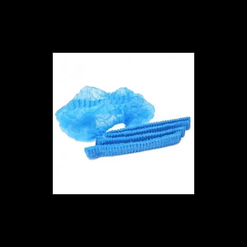 Bonete unica folosinta, elastic dublu, albastre, spunbond, 52 cm, 100 buc