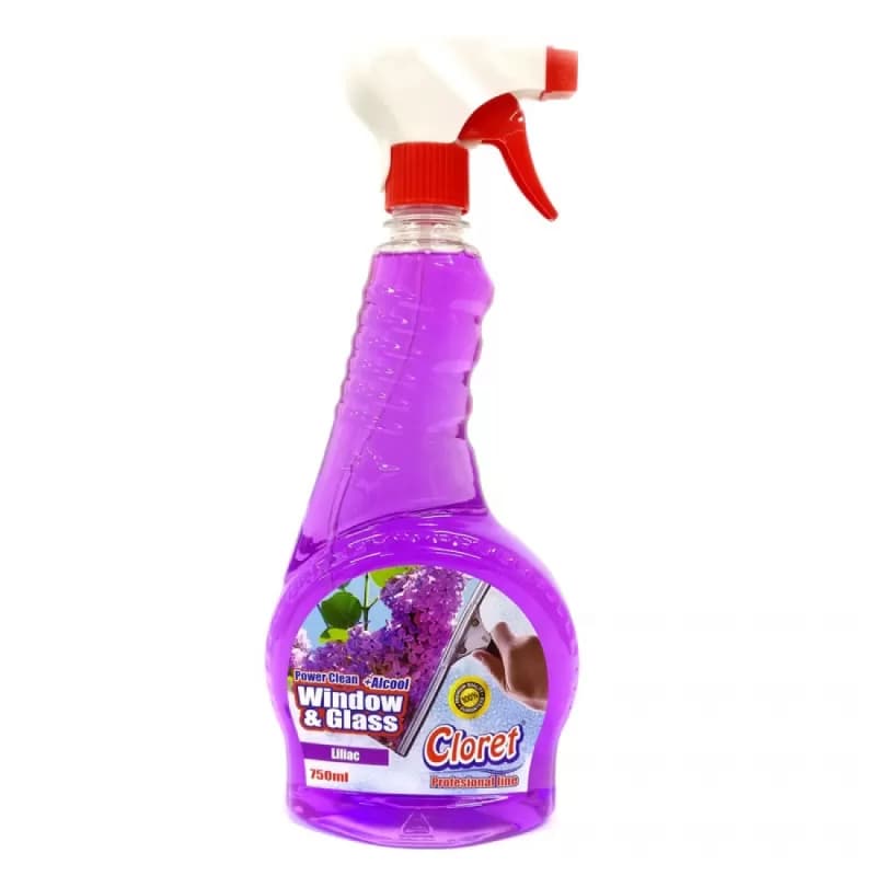 Cloret detergent de geamuri, pulverizator 750ml, Liliac