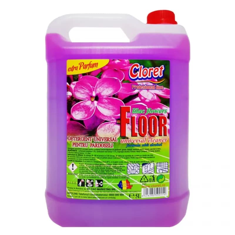 Cloret detergent de pardoseli, universal 5L, Liliac Flowers (Flori de liliac)