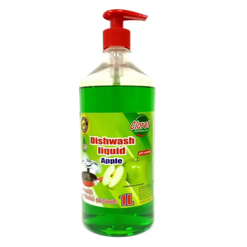 Cloret detergent de vase, pompita 1L, Apple (Mar verde)