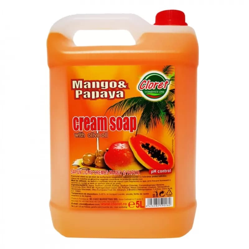 Cloret sapun lichid 5L, Mango & Papaya