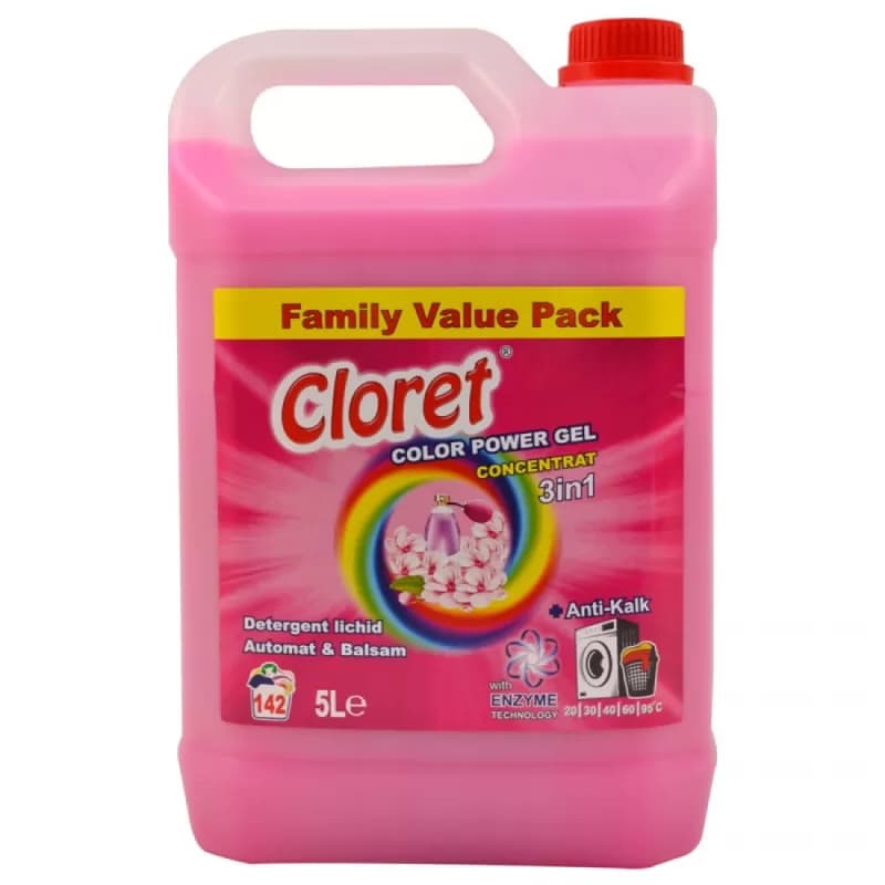 Cloret detergent de rufe, lichid, automat 5L, Color