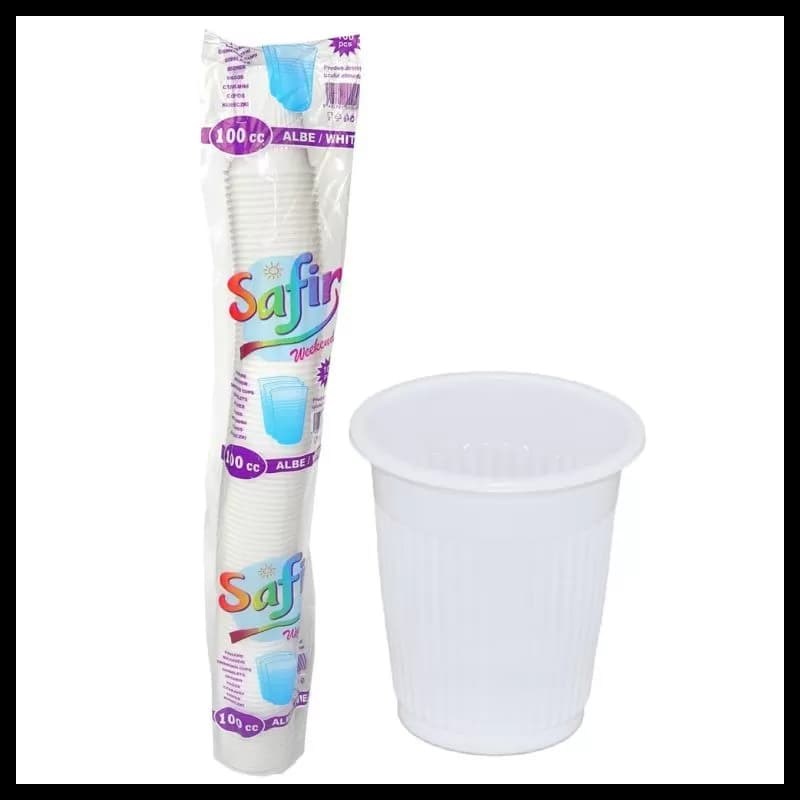 Pahare de plastic 100ml  100 buc/set Alb PP