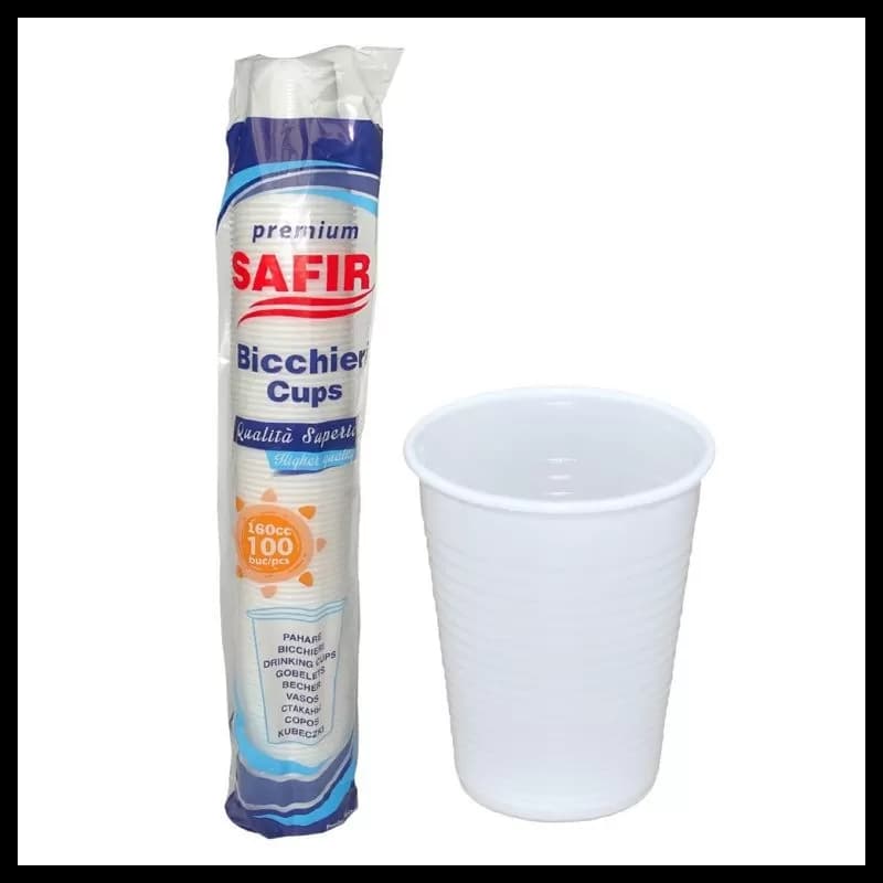 Pahare de plastic 160ml Premium 100 buc/set Alb PP