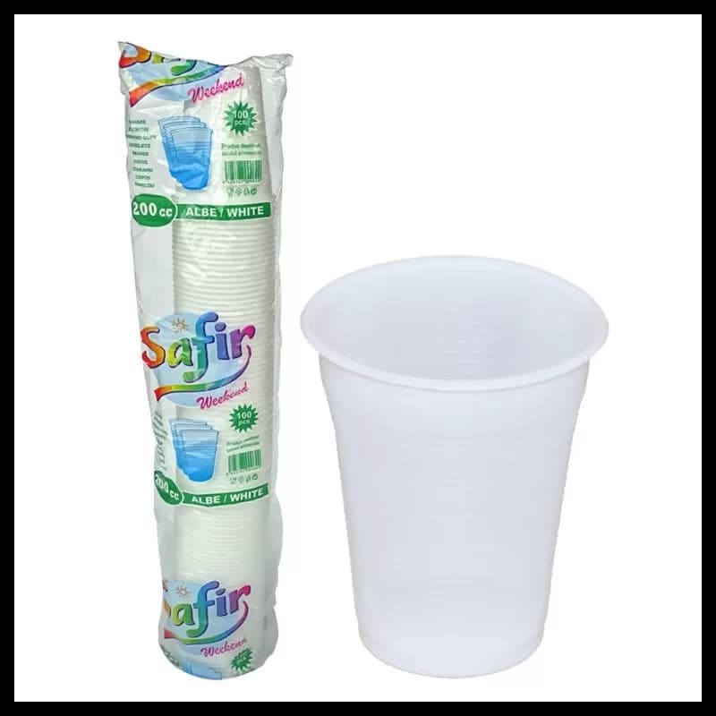 Pahare de plastic 200ml Premium 100 buc/set Albe PP