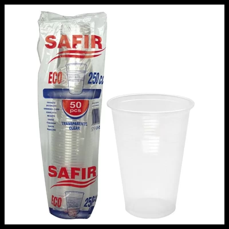 Pahare de plastic 250ml  Eco  50 buc/set Transparent  PP