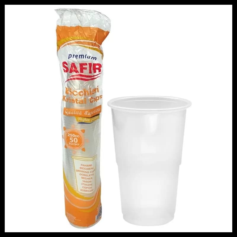 Pahare de plastic 250ml Premium 50 buc/set Transparent  PP