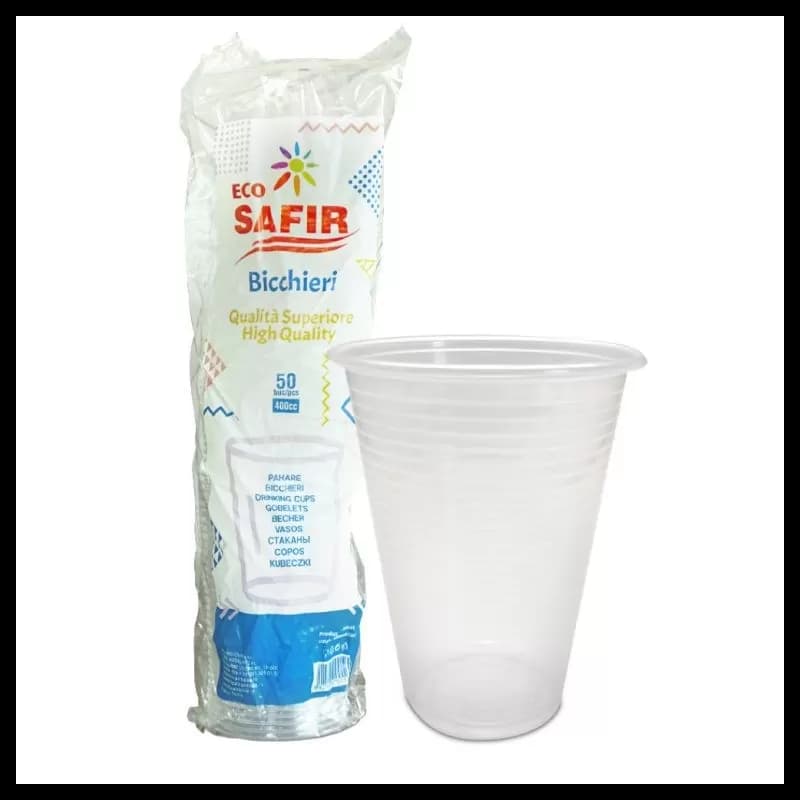 Pahare de plastic 400ml Eco 50 buc/set Transparent  PP