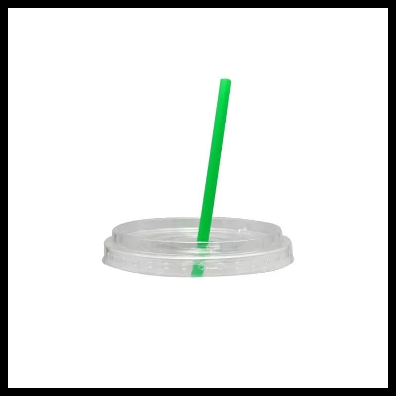Capac plat cu orificiu pentru pai  100 buc/set Transparent  PS