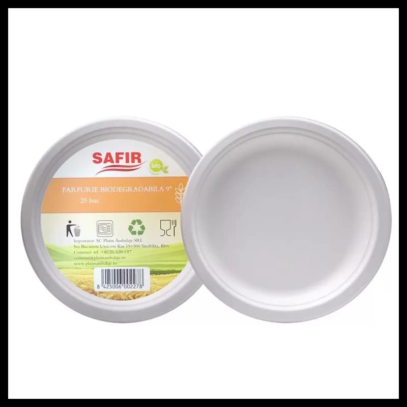 Farfurie Biodegradabila Din Trestie De Zahar 23 Cm 25buc/Set