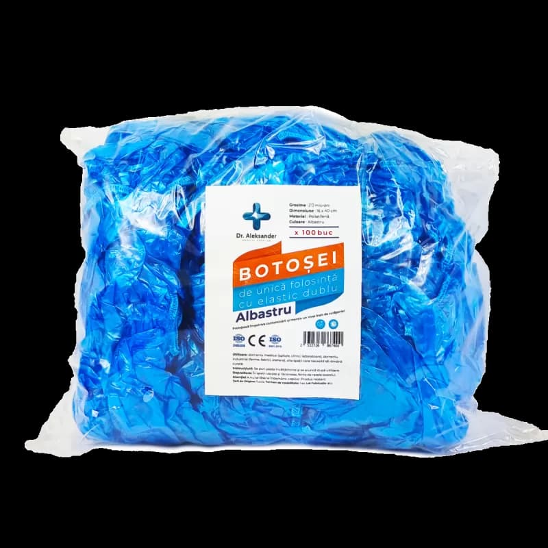 Botosei unica folosinta, elastic dublu, polietilena, 1.4 gr, 20 microni, 10x40 cm , 100 buc/punga
