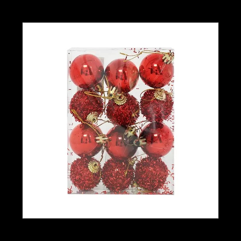 Set globuri pentru brad de Craciun 4cm 12 buc/set Rosu