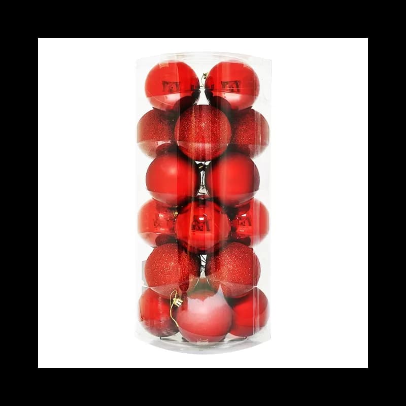 Set globuri pentru brad de Craciun 8cm 24 buc/set Rosu