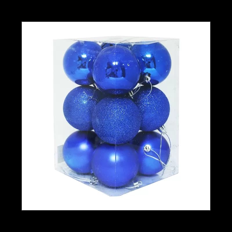 Set globuri pentru brad de Craciun 7cm 12 buc/set Albastru