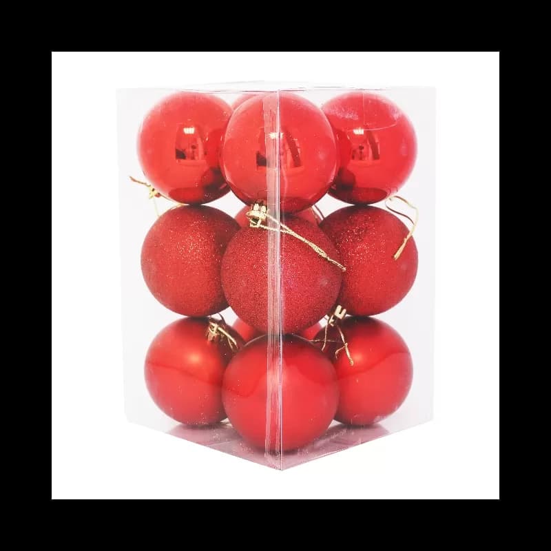 Set globuri pentru brad de Craciun 7cm 12 buc/set Rosu