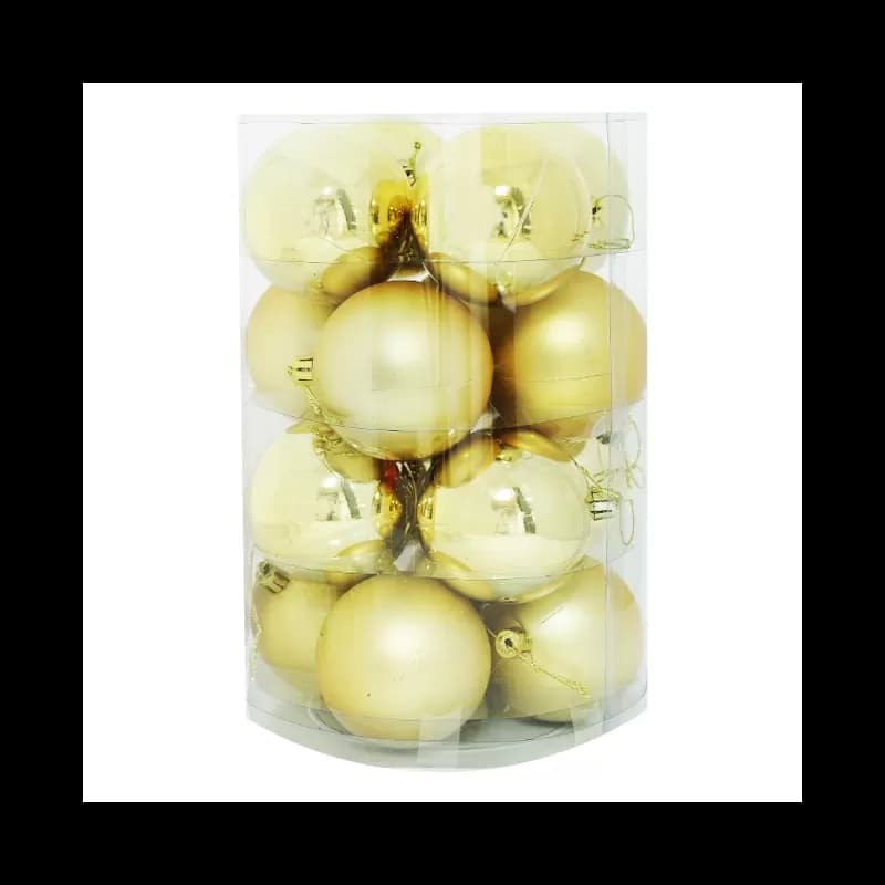 Set globuri pentru brad de Craciun 7cm 16 buc/set Auriu