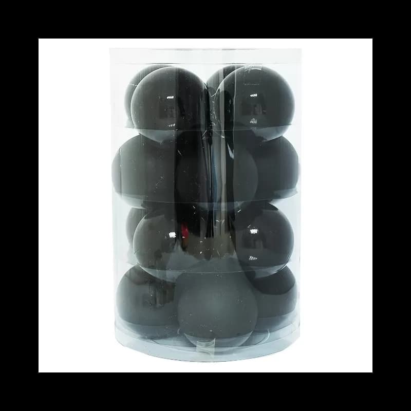 Set globuri pentru brad de Craciun 7cm 16 buc/set Negru