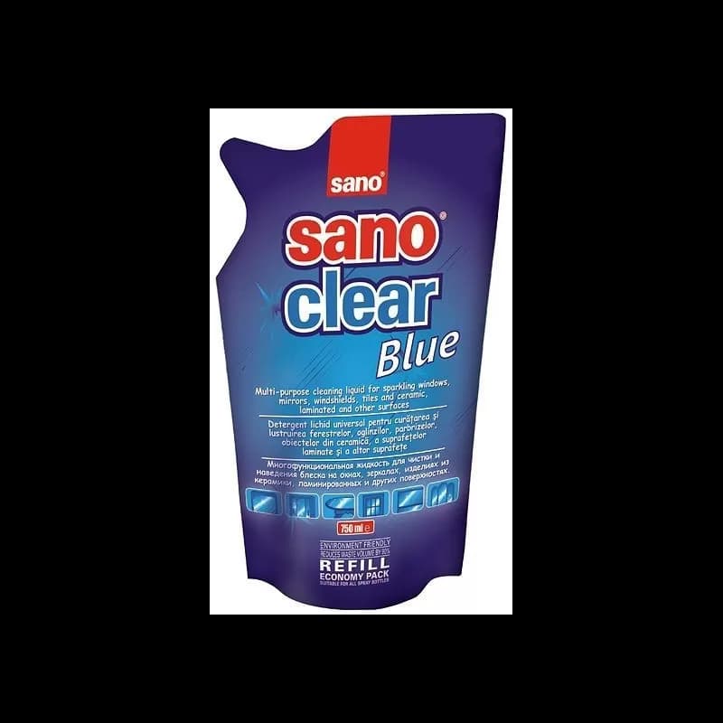 Sano Clear rezerva detergent geamuri 750 ml, Blue