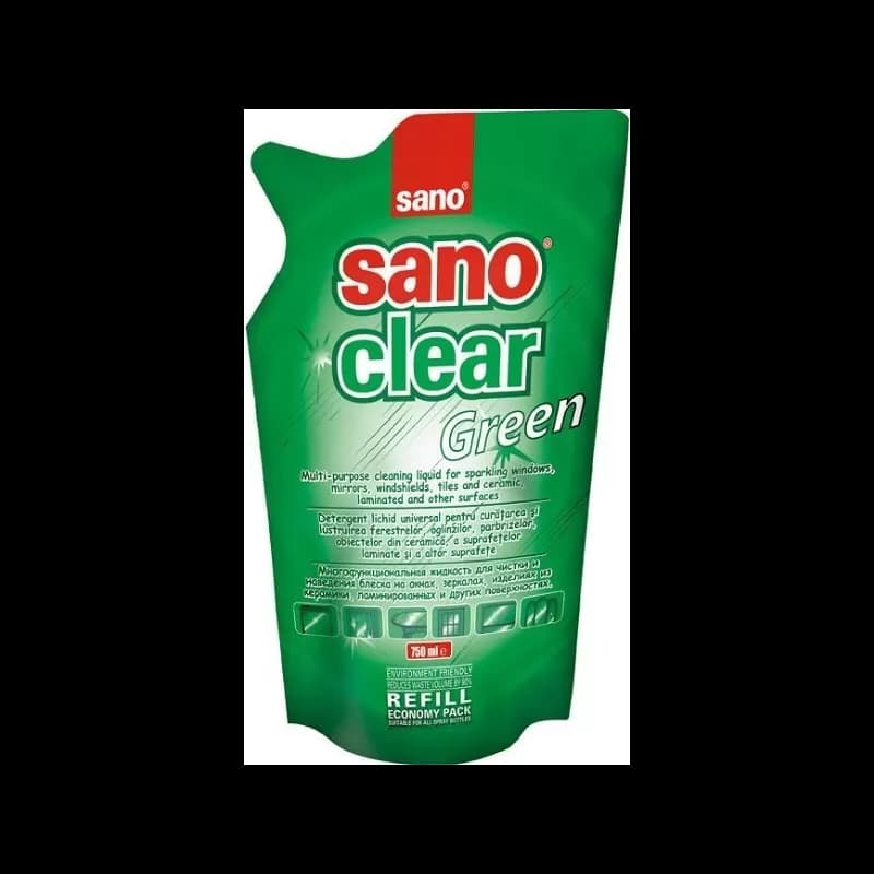 Sano Clear rezerva detergent geamuri 750 ml, Green