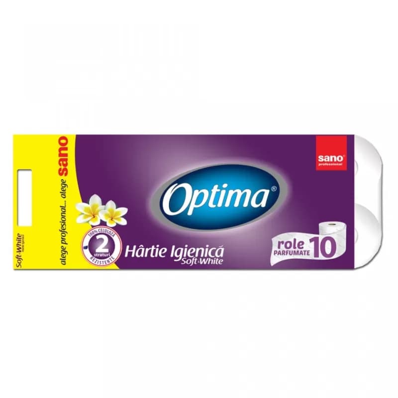 Sano Optima hartie igienica alba, 2 str, 10 role
