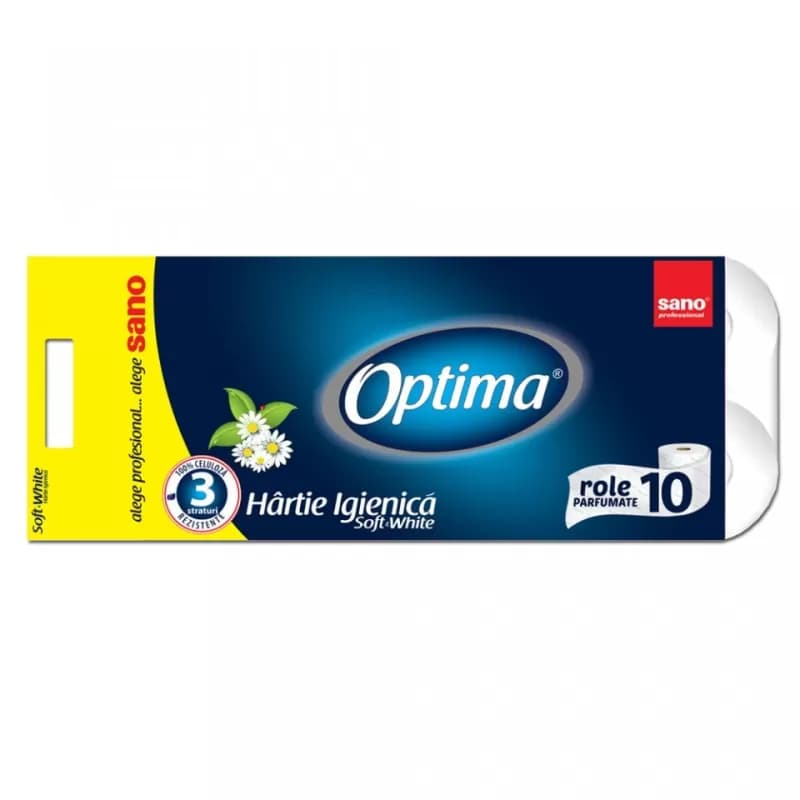 Sano Optima hartie igienica alba, 3 str, 10 role