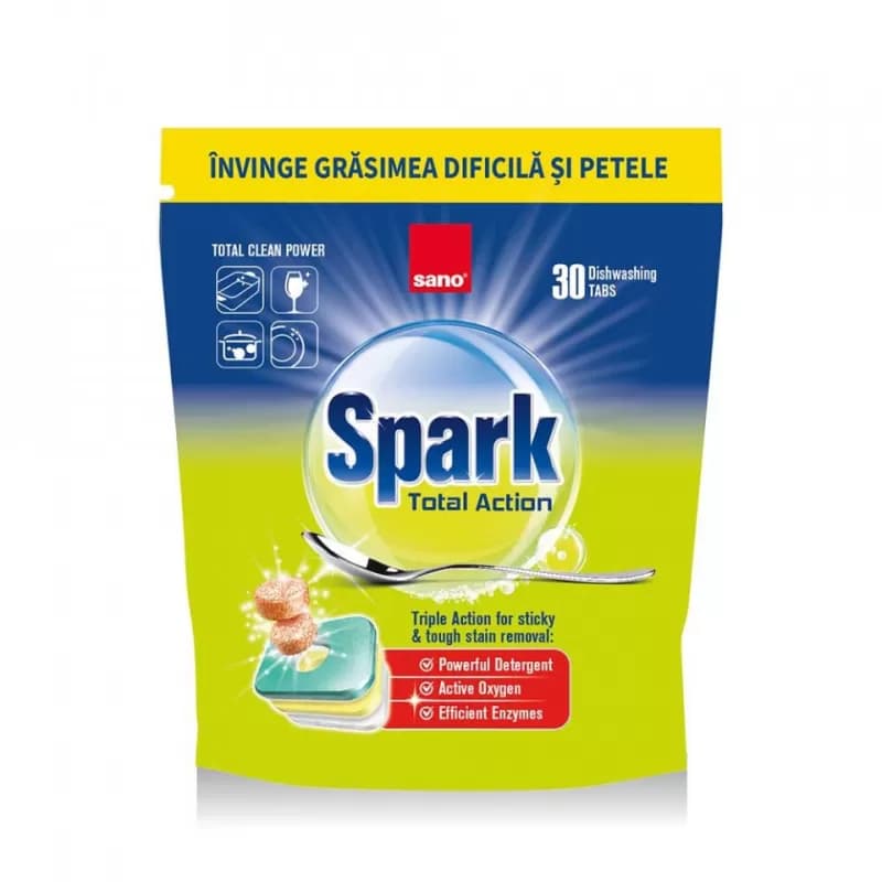 Sano Spark detergent de vase tablete pentru masina de spalat, 30 buc