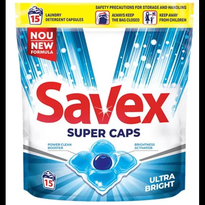 Savex detergent rufe automat super capsule 15 Buc 2in1 Ultra Bright