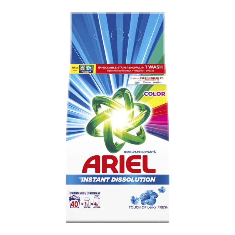 Ariel detergent automat de rufe pudra 3 kg, 40 spalari Touch of Lenor Fresh Color
