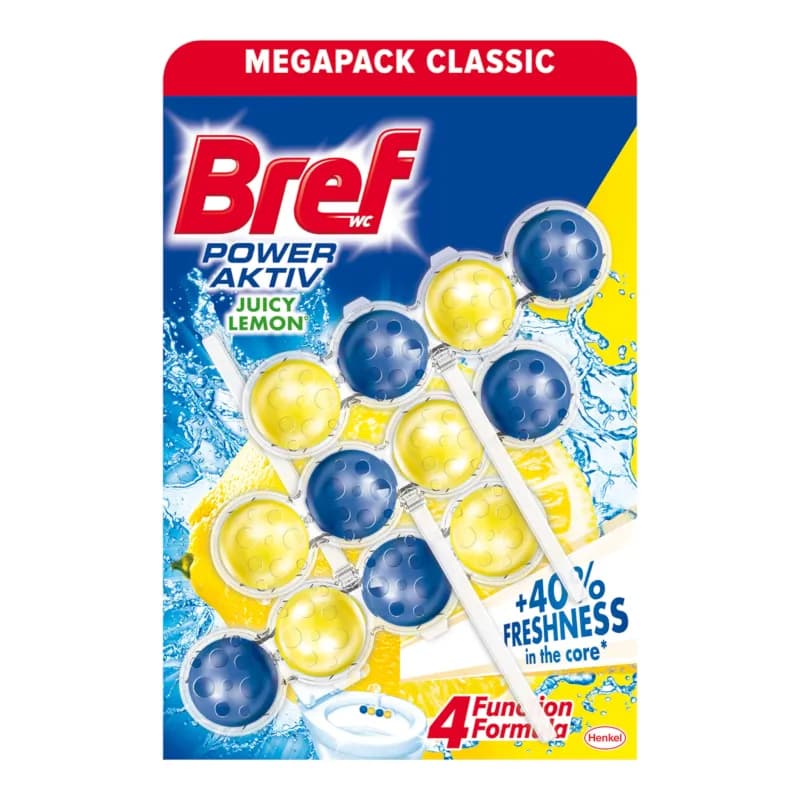 Bref Power Aktiv odorizant pentru toaleta 3 buc x 50 gr Lemon