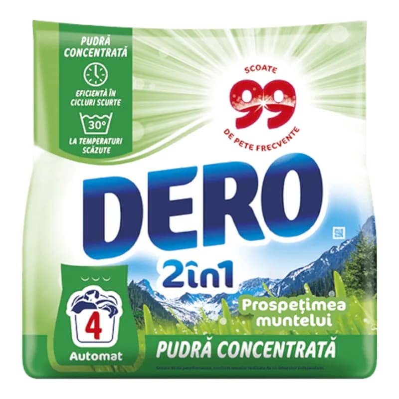 Dero 2in1 detergent automat de rufe pudra 300 g, 4 spalari, Prospetimea Muntelui