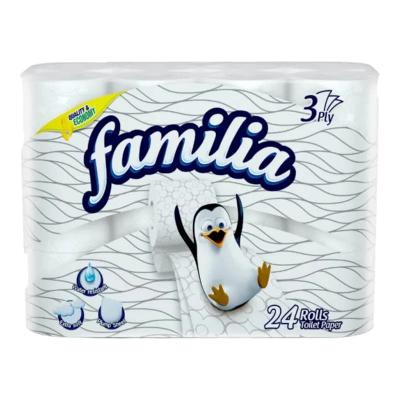 Familia hartie igienica alba, 3 str, 24 role