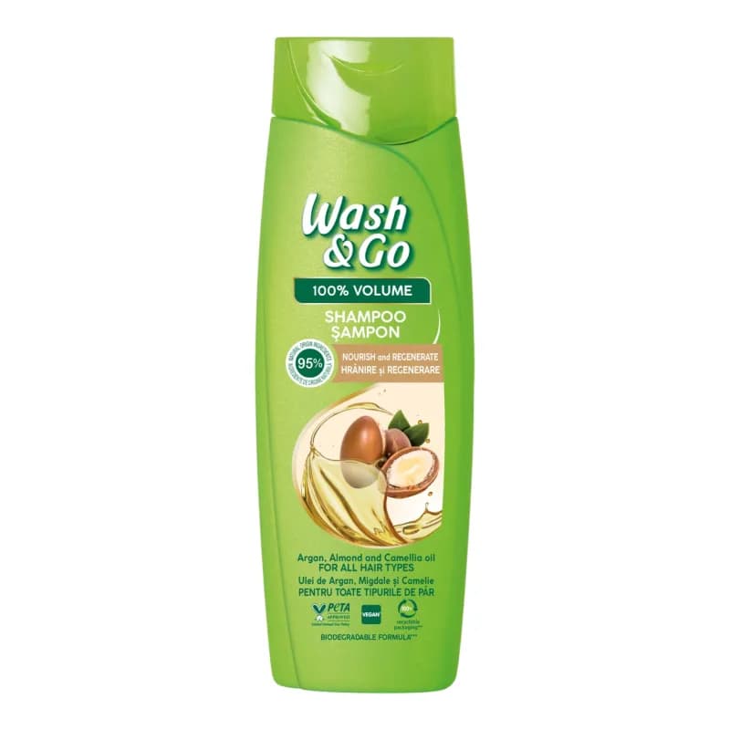 Wash & Go sampon 360 ml Argan, Almond & Camelia Oil (Ulei de argan, migdale si camelie)