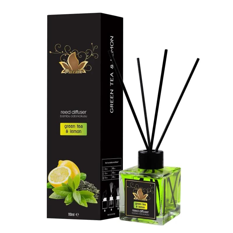 Mozaic odorizant de camera cu bete 100ml, Green Tea & Lemon (Ceai verde & Lamaie)