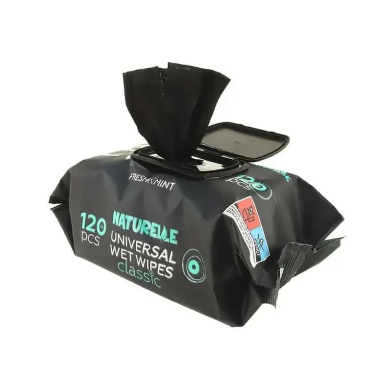 Naturelle servetele umede negre universale 120buc Classic