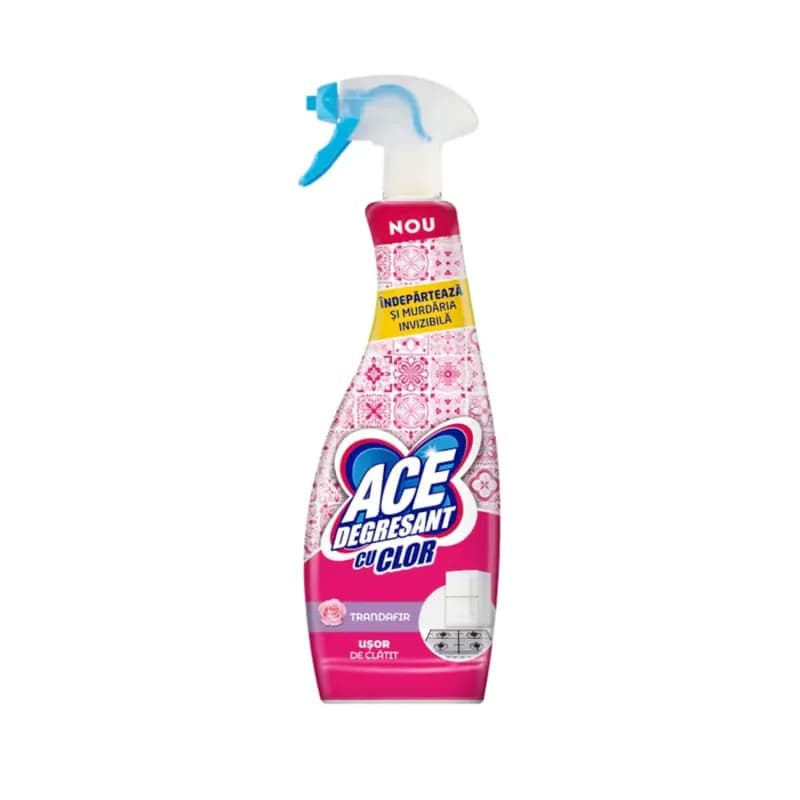 Ace solutie degresanta cu pulverizator pentru bucatarie cu clor 650ml Trandafir