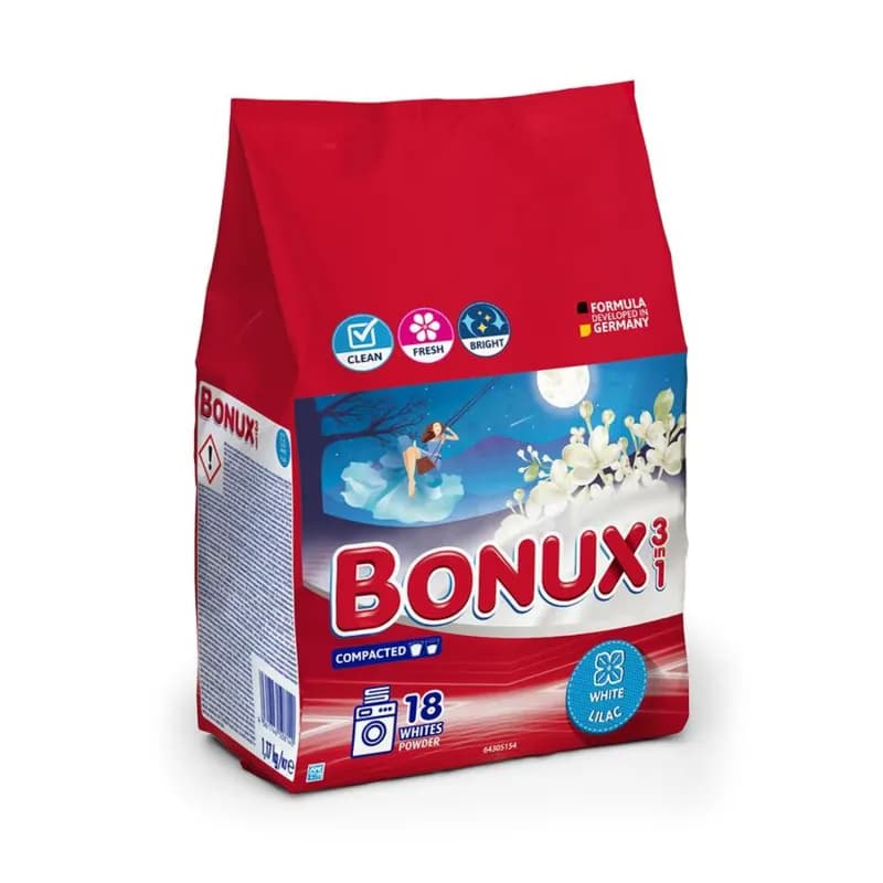 Bonux detergent de rufe automat pudra 1.17kg White Lilac
