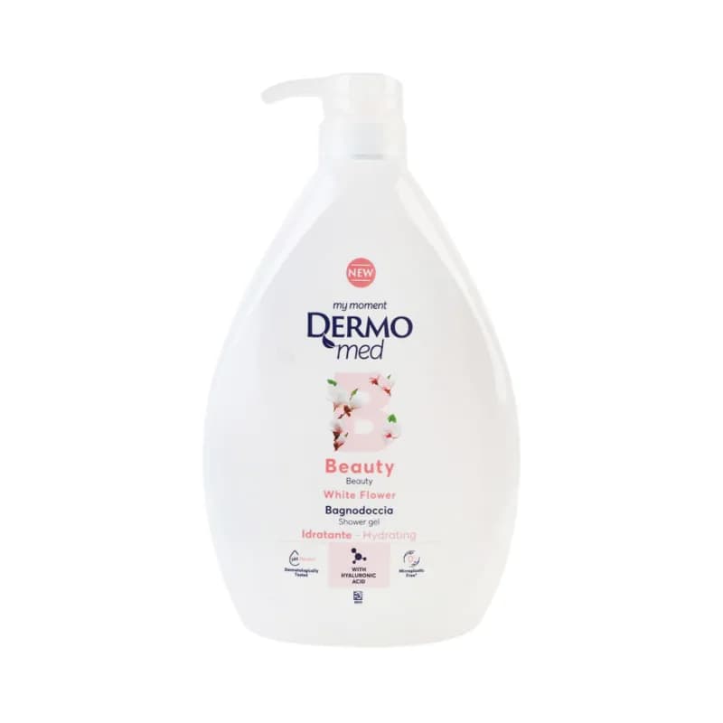 Dermomed gel de dus cu pompita 1L Beauty White Flower
