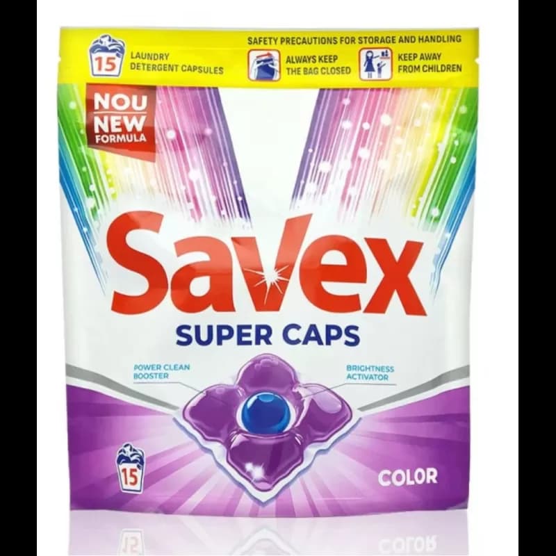 Savex detergent rufe automat super capsule 15 Buc 2in1 Color