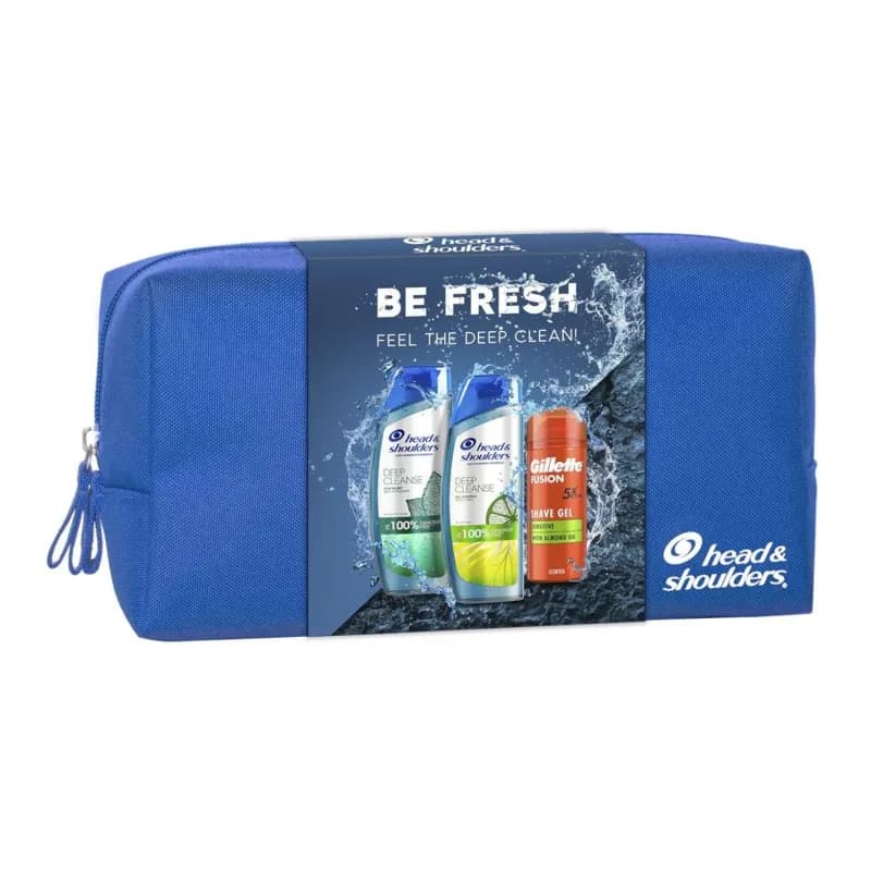 Head & Shoulders borseta 2x Head & Shoulders sampon 250ml + Gillette gel de ras 75ml Fusion + borseta