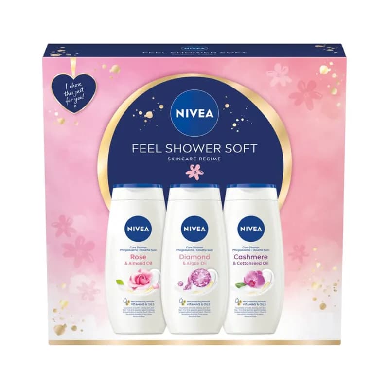 Nivea caseta gel de dus 3x250ml (Rose + Diamond + Cashmere) Dama