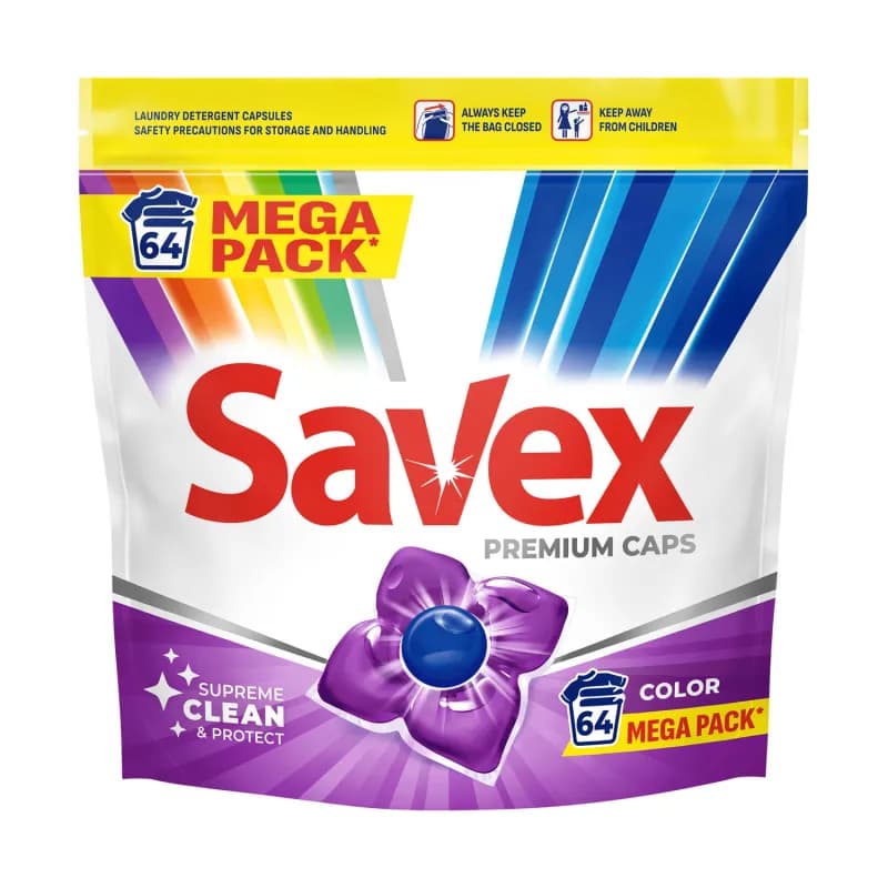 Savex detergent de rufe capsule Premium Extra Fresh 64x19g