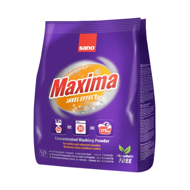 Sano Maxima detergent de rufe pudra 1.25 kg, Javel Effect