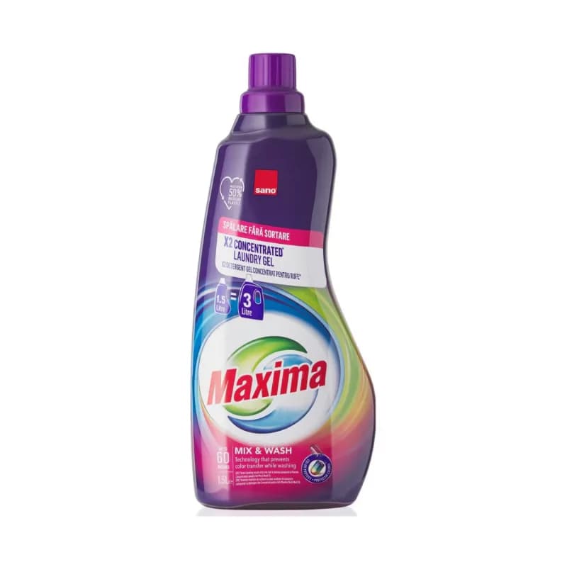 Sano Maxima detergent de rufe gel concentrat, 1.5L, Mix & Wash