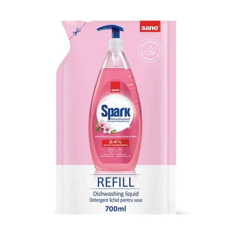 Sano Spark rezerva detergent de vase 700ml, Migdala
