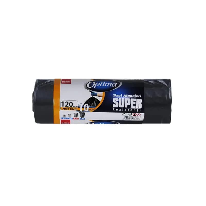 Sano Optima saci menajeri 120L, 70x110 cm, 10 buc, Negru
