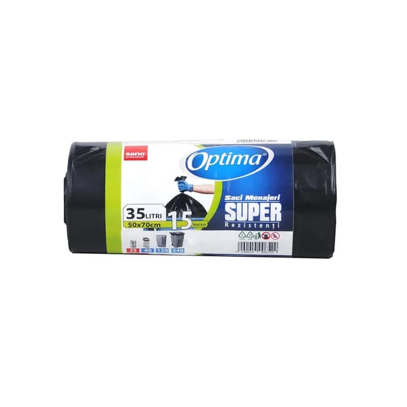 Sano Optima saci menajeri 35L, 50x70 cm, 15 buc, Negru