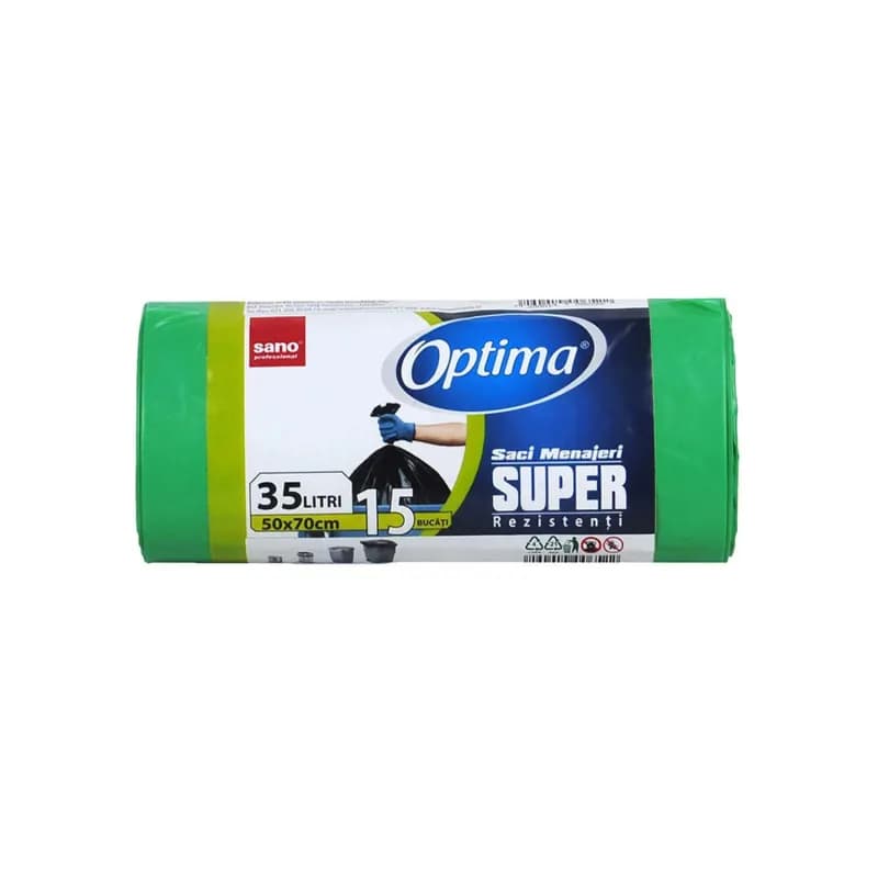 Sano Optima saci menajeri 35L, 50x70 cm, 15 buc, Verde