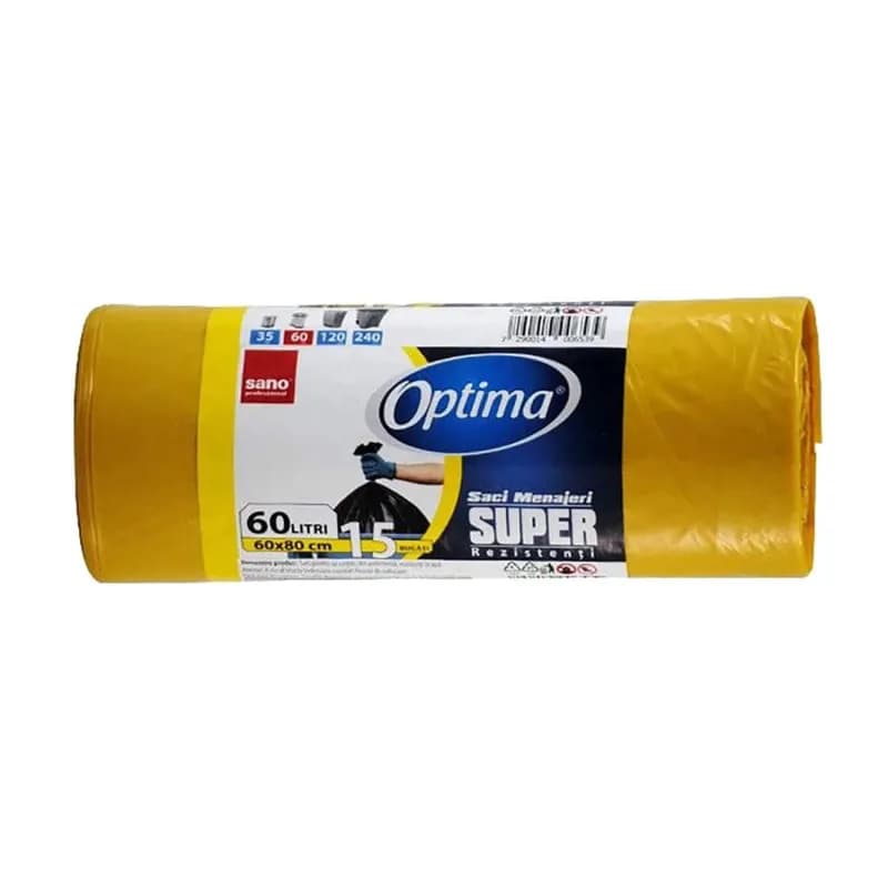 Sano Optima saci menajeri 60L, 60x80 cm, 15 buc, Galben
