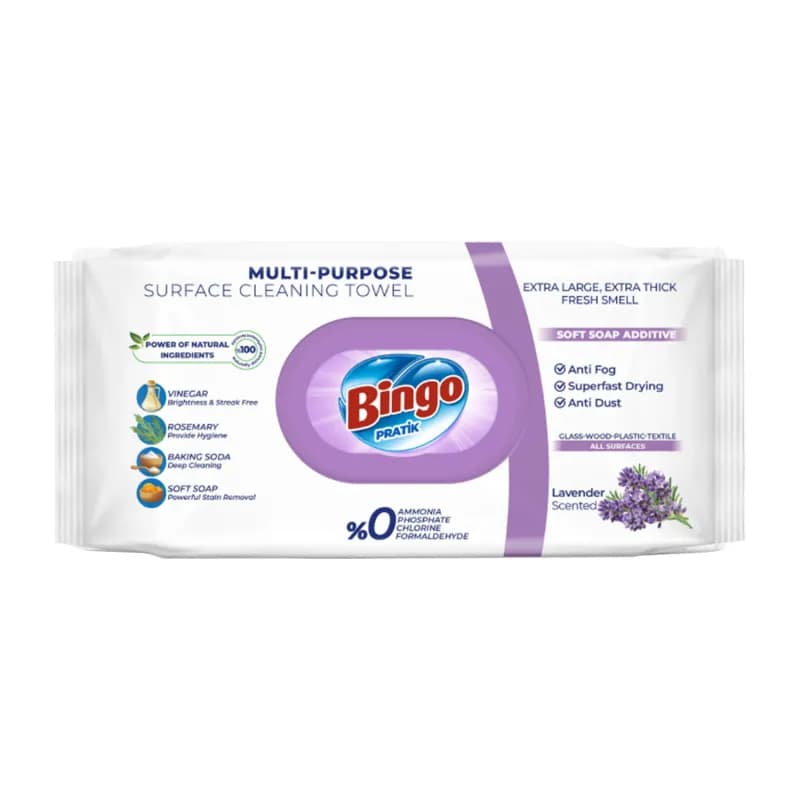 Bingo servetele multisuprafete 96 buc Otet si Bicarbonat, Lavanda